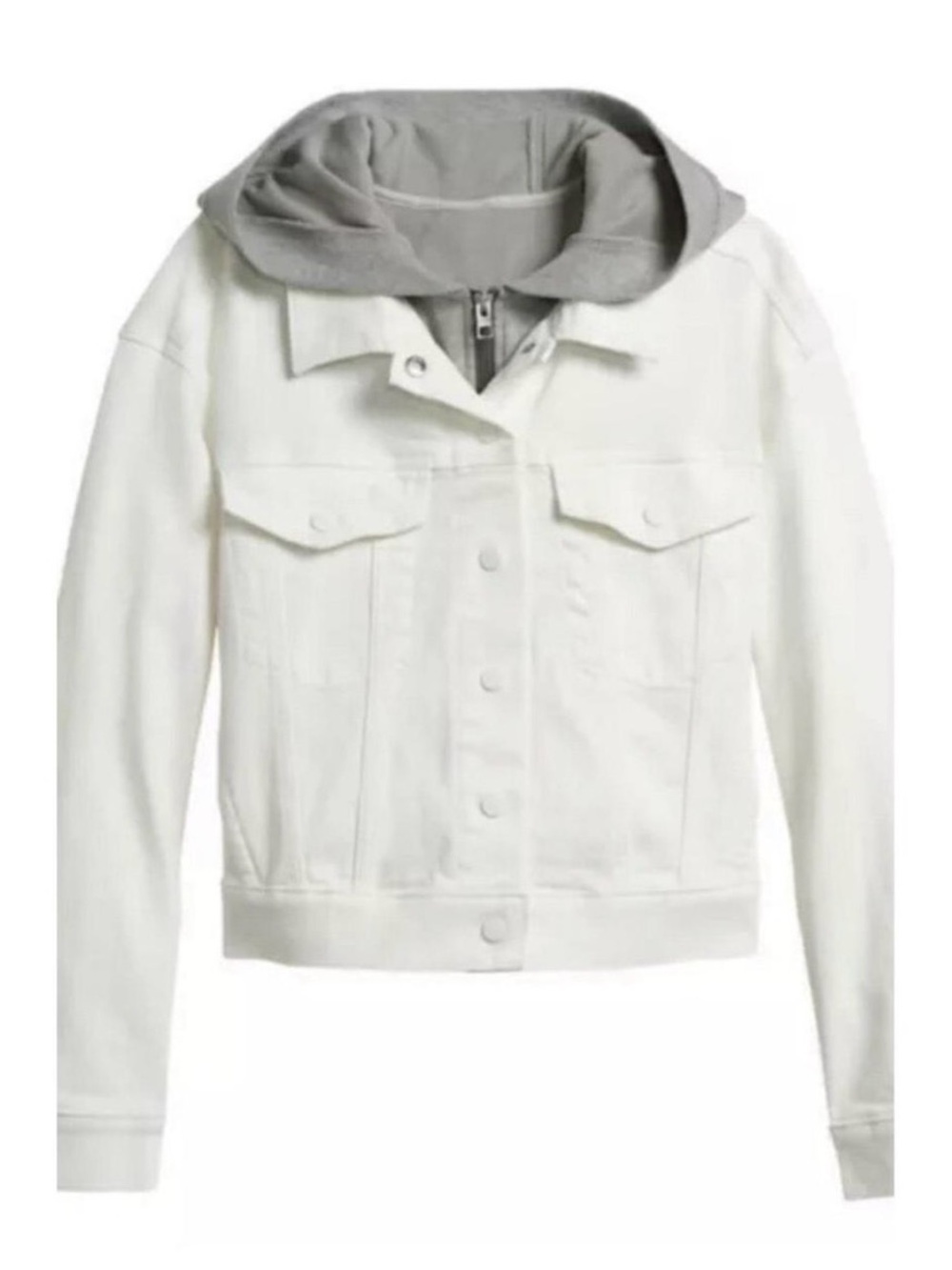 Athleta Double Time 3-in-1 Denim Jacket & Removable Hooded Vest Cream L NWT - Picture 1 of 6